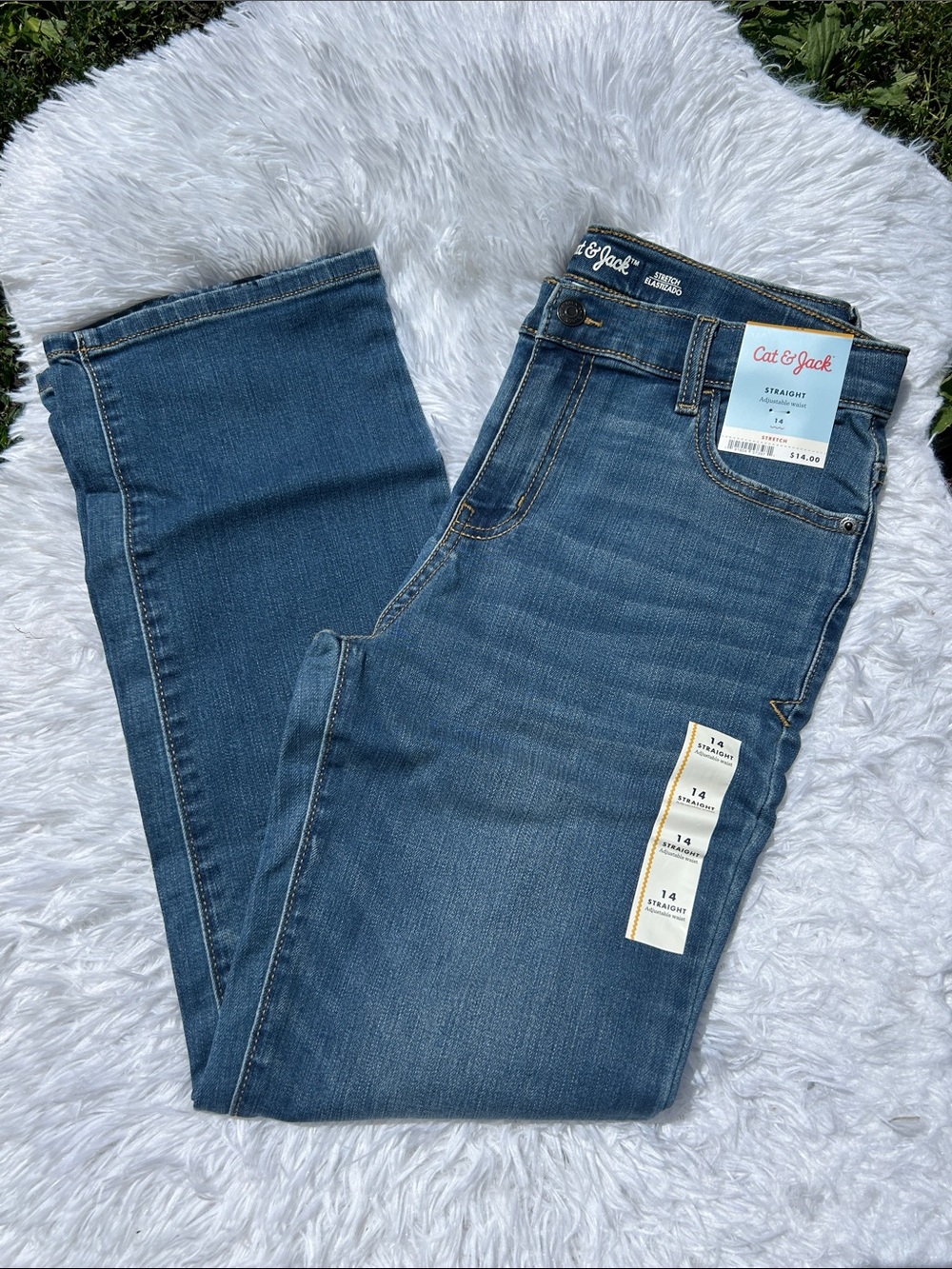Cat & Jack Straight Fit Medium Wash Jeans Boys Size 14 NEW